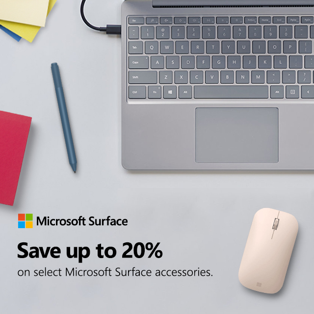 Microsoft Surface Accessories Save20percent 06.13.2022 Banner