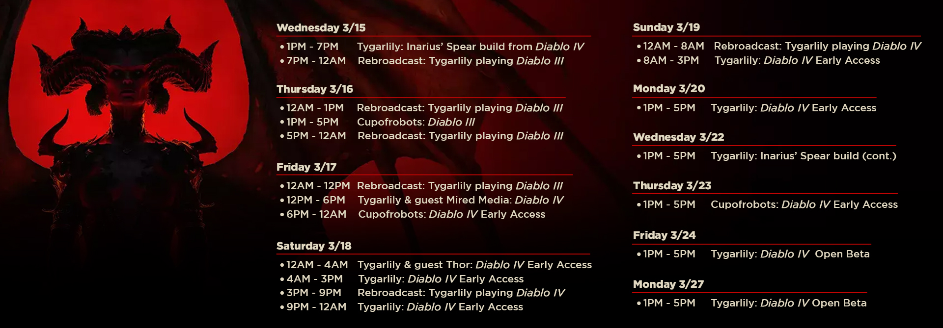 Twitch Calendar SeptemberdiabloIV Schedule