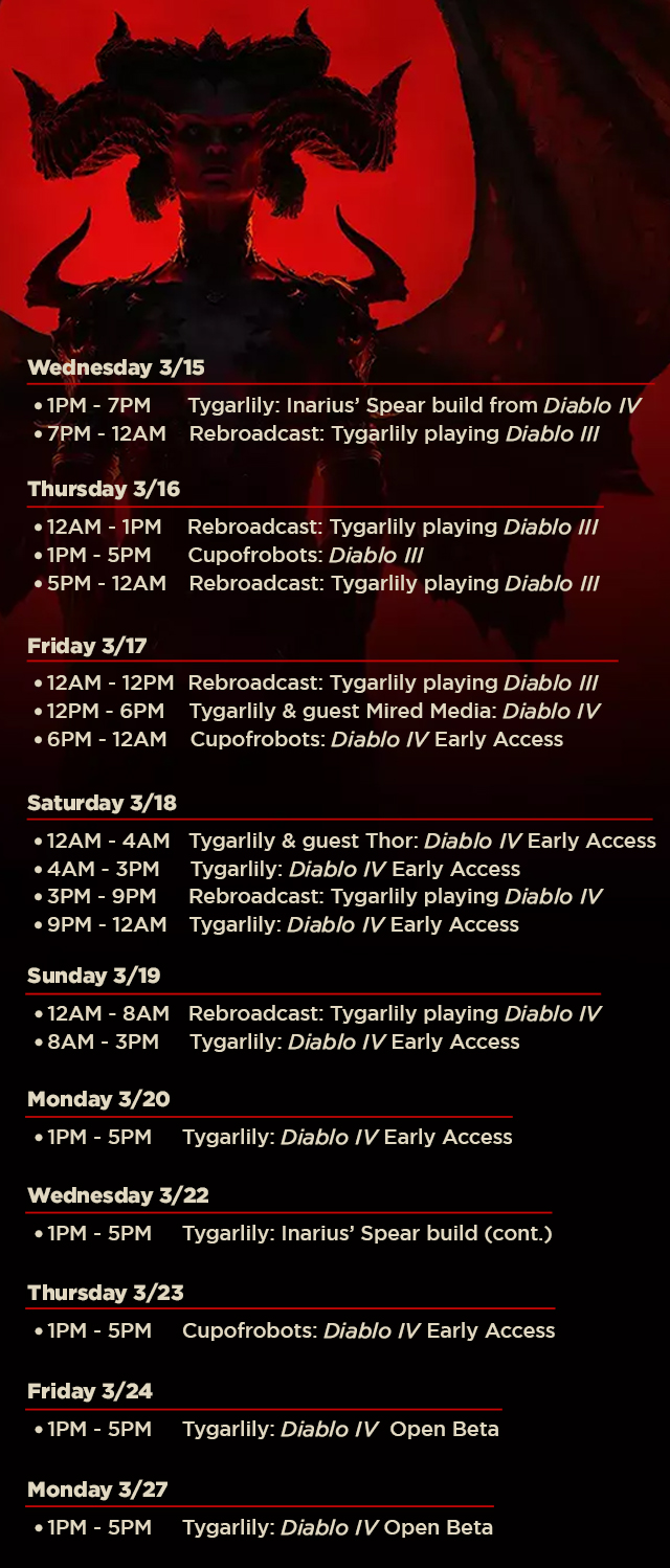 Twitch Calendar SeptemberdiabloIV Schedule