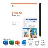 Microsoft Office 365 Personal 1 Yr Subscription for 1 User w/ Charcoal Surface Pen