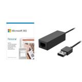 Microsoft Surface USB 3.0 Gigabit Ethernet Adapter + Microsoft 365 Personal 1 Year Subscription For 1 User