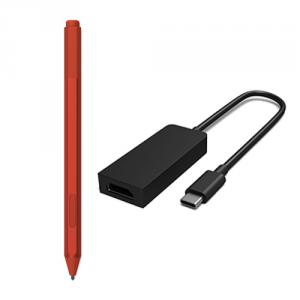 Microsoft Surface Pen Poppy Red + Surface USB-C to HDMI Adapter Black