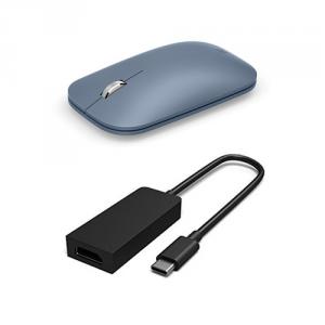 Microsoft Surface Mobile Mouse Ice Blue + Surface USB-C to HDMI Adapter Black