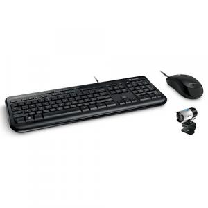 Microsoft LifeCam Webcam + Microsoft Wired Desktop 600 Keyboard and Mouse Black