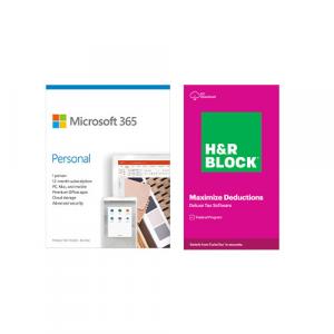 Microsoft 365 Personal 1 Year Subscription For 1 User + H&R Block Tax Software Deluxe 2020 Windows (email delivery)