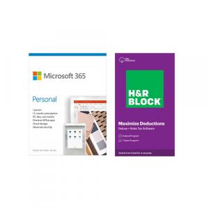 Microsoft 365 Personal 1 Year Subscription For 1 User + H&R Block Tax Software Deluxe+State 2020 Mac (email delivery)