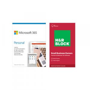 Microsoft 365 Personal 1 Year Subscription For 1 User + H&R Block Tax Software Premium & Business 2020 Windows (email delivery)
