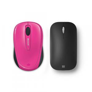 Microsoft 3500 Wireless Mobile Mouse- Pink + Microsoft Modern Mobile Mouse Black