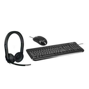 Microsoft LifeChat LX-6000 Headset + Microsoft Wired Desktop 600 Keyboard and Mouse Black