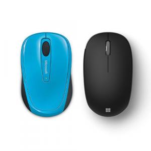 Microsoft 3500 Wireless Mobile Mouse- Cyan Blue + Microsoft Bluetooth Mouse Matte Black