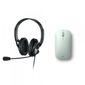 Microsoft LifeChat LX-3000 Digital USB Stereo Headset Noise-Canceling Microphone + Microsoft Modern Mobile Mouse Mint