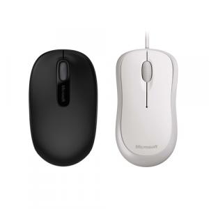 Microsoft Wired USB Mouse White + Microsoft Wireless Mobile Mouse 1850 Black