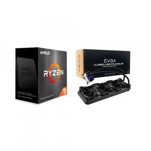 AMD Ryzen 9 5900X 12-core 24-thread Desktop Processor + EVGA CLC 360mm All-In-One RGB LED CPU Liquid Cooler