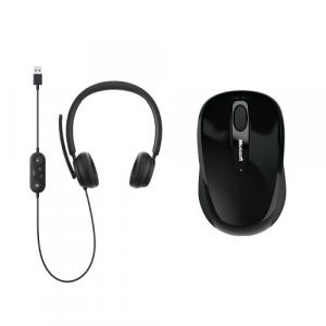 Microsoft Modern USB Headset Black + Microsoft 3500 Wireless Mobile Mouse Black