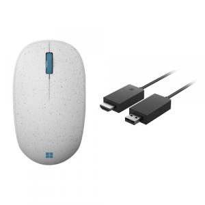 Microsoft Ocean Plastic Wireless Scroll Mouse Seashell + Microsoft Wireless Display Adapter