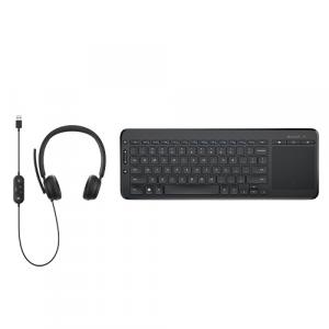 Microsoft Modern USB Headset Black + Microsoft All-in-One Media Keyboard