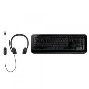 Microsoft Modern USB Headset Black + Microsoft Wireless Desktop 850 Keyboard