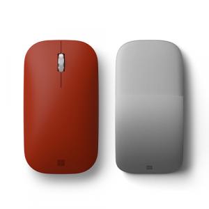 Microsoft Surface Arc Touch Mouse Platinum + Microsoft Surface Mobile Mouse Poppy Red