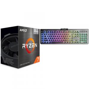 AMD Ryzen 7 5700G 8 core 16 thread Desktop Processor with Radeon Graphics + EVGA Z12 RGB USB 2.0 Gaming Keyboard