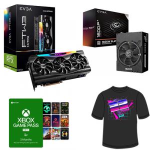 EVGA NVIDIA GeForce RTX 3090 Ti Graphic Card + EVGA SuperNOVA 1600 P+ 80+ PLATINUM 1600W Power Supply + EVGA 23rd Anniversary XL Size T-Shirt + Xbox Game Pass For PC 3 Month Membership (Email Delivery)