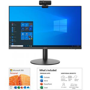 MSI PRO AP241 11M-059US 23.8" FHD All-in-One Computer Intel i3-10105 Intel UHD Graphics 630 8GB RAM 500GB SSD Black + Microsoft 365 Personal