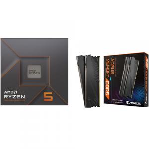 AMD Ryzen 5 7600X 6-core 12-thread Desktop Processor + Gigabyte AORUS 32 GB DDR5-5200 SDRAM Memory Module