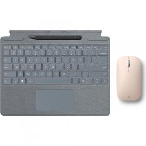 Microsoft Surface Pro Signature Keyboard Ice Blue with Surface Slim Pen 2 Black + Microsoft Surface Mobile Mouse Sandstone