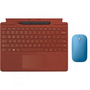 Microsoft Surface Pro Signature Keyboard Poppy Red with Surface Slim Pen 2 Black + Microsoft Modern Mobile Wireless BlueTrack Mouse Sapphire