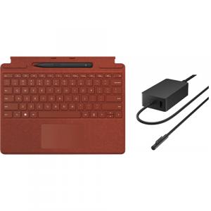 Microsoft Surface Pro Signature Keyboard Poppy Red with Surface Slim Pen 2 Black + Microsoft Surface 127W Power Supply