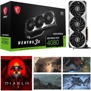 MSI GeForce RTX 4080 16GB VENTUS 3X OC Graphics Card + Diablo IV (Email Delivery)