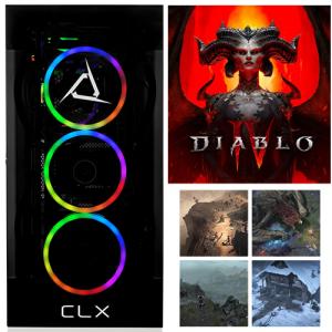 CLX SET Gaming DesktopLiquid Cooled AMD Ryzen 7 7700X 4.5GHz 8-Core Processor, 32GB DDR5 Memory, GeForce RTX 4090 24GB GDDR6X Graphics, 1TB SSD, 4TB HDD + Diablo IV (Email Delivery)
