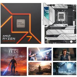 AMD Ryzen 7 7700 with Wraith Prism Cooler + Asus ROG Strix X670E-A GAMING WIFI Gaming Desktop Motherboard + STAR WARS Jedi: Survivor (Email Delivery)