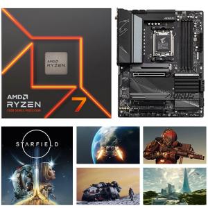 AMD Ryzen 7 7700 with Wraith Prism Cooler + Gigabyte X670 AORUS ELITE AX Gaming Desktop Motherboard + Starfield Standard Edition (Email Delivery)
