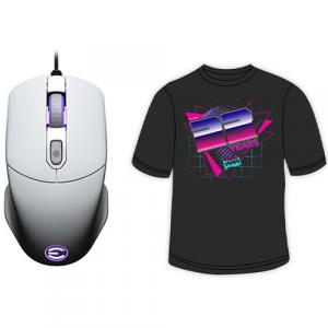 EVGA X12 USB Customizable Gaming Mouse White + EVGA 23rd Anniversary XL Size T-Shirt