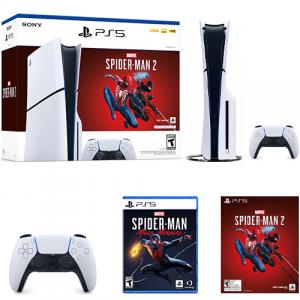 PlayStation 5 Slim Console Marvels Spider-Man 2 Bundle + Extra PlayStation 5 DualSense Wireless Controller + Marvel's Spider-Man: Miles Morales for PlayStation 5