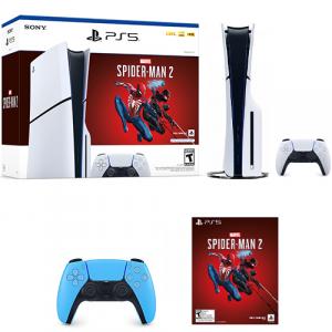 PlayStation 5 Slim Console Marvels Spider-Man 2 Bundle + PlayStation 5 DualSense Wireless Controller Starlight Blue