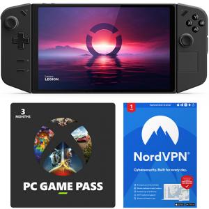 Lenovo Legion Go 8.8" 144Hz WQXGA Handheld Touchscreen Gaming PC AMD Ryzen Z1 Extreme 16GB RAM 512GB SSD Shadow Black + PC Game Pass 3 Month Membership (Email Delivery) + NordVPN 1-Year Subscription (Digital Download)