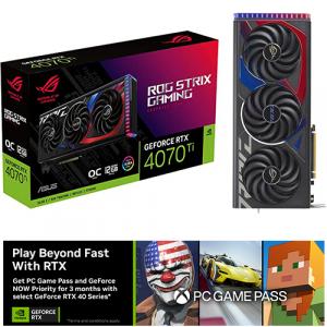 Asus ROG Strix NVIDIA GeForce RTX 4070 Ti OC Edition 12GB Gaming Graphics Card + PC Game Pass and GeForce NOW Priority for 3 Months (Email Delivery)