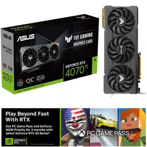ASUS TUF Gaming NVIDIA GeForce RTX 4070 Ti OC Edition 12GB Gaming Graphics Card + PC Game Pass and GeForce NOW Priority for 3 Months (Email Delivery)