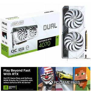 Asus Dual GeForce RTX 4070 White OC Edition 12GB Graphics Card White + PC Game Pass and GeForce NOW Priority for 3 Months (Email Delivery)