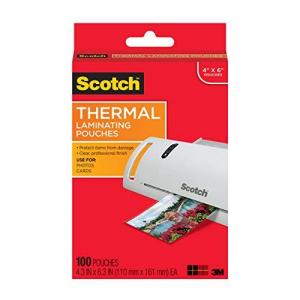 Open Box: Scotch Thermal Laminating Pouches, 5 Mil Thick for Extra Protection, 4.3 Inches x 6.3 Inches, 100 Pouches (TP5900-100)