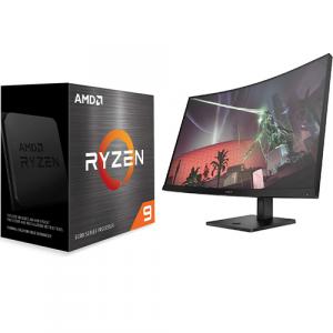 AMD Ryzen 9 5950X 16-core 32-thread Desktop Processor + HP OMEN 32c 31.5" 165Hz QHD Curved Gaming Monitor