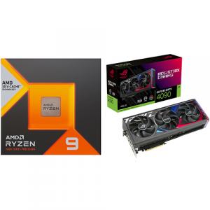 AMD Ryzen 9 7900X3D Gaming Processor + ASUS ROG Strix GeForce RTX 4090 24GB GDDR6X Graphics Card