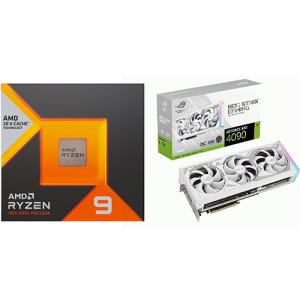 AMD Ryzen 9 7900X3D Gaming Processor + ASUS ROG Strix GeForce RTX 4090 White OC Edition Gaming Graphics Card