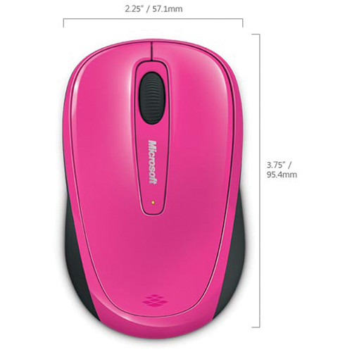 Microsoft 3500 Wireless Mobile Mouse  Pink   Limited Edition   Wireless   BlueTrack Enabled   Scroll Wheel   Ambidextrous Design   USB Type A Connector   Pink 