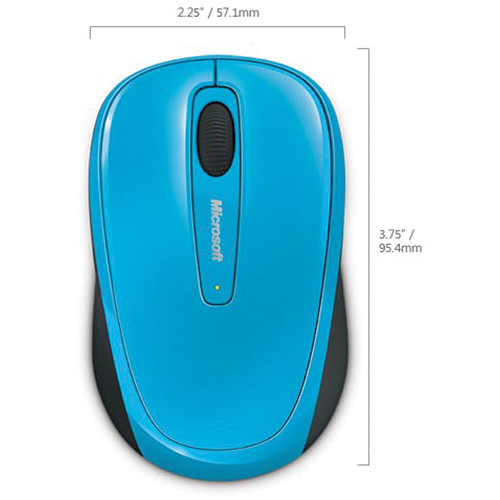 Microsoft 3500 Wireless Mobile Mouse  Cyan Blue   Wireless   Limited Edition   BlueTrack Enabled   Scroll Wheel   Ambidextrous Design   USB Type A Connector   Cyan Blue 