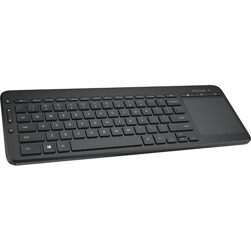 Microsoft All In One Media Keyboard   Wireless   Integrated Multi Touch Trackpad   Advanced Encryption Standard (AES) 128 Bit Encryption   Spill Resistant   Customizable Media Hotkeys   Black 