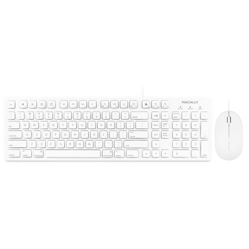 Macally USB Keyboard & Mouse - USB Cable Connectivity - 104 Keys - 1000 dpi movement resolution - Scroll Wheel - QWERTY Key Layout