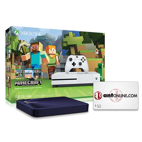 Xbox One S 500GB Minecraft Bundle + WD My Passport Ultra Metal Edition 3TB hard drive + $50 ANT eGift Card