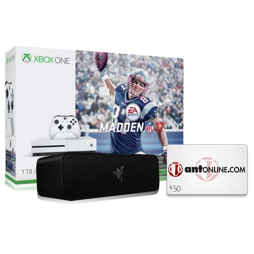 Xbox One S 1TB Madden NFL 17 + Razer Leviathan Mini Portable Bluetooth Speaker + $50 ANT eGift Card